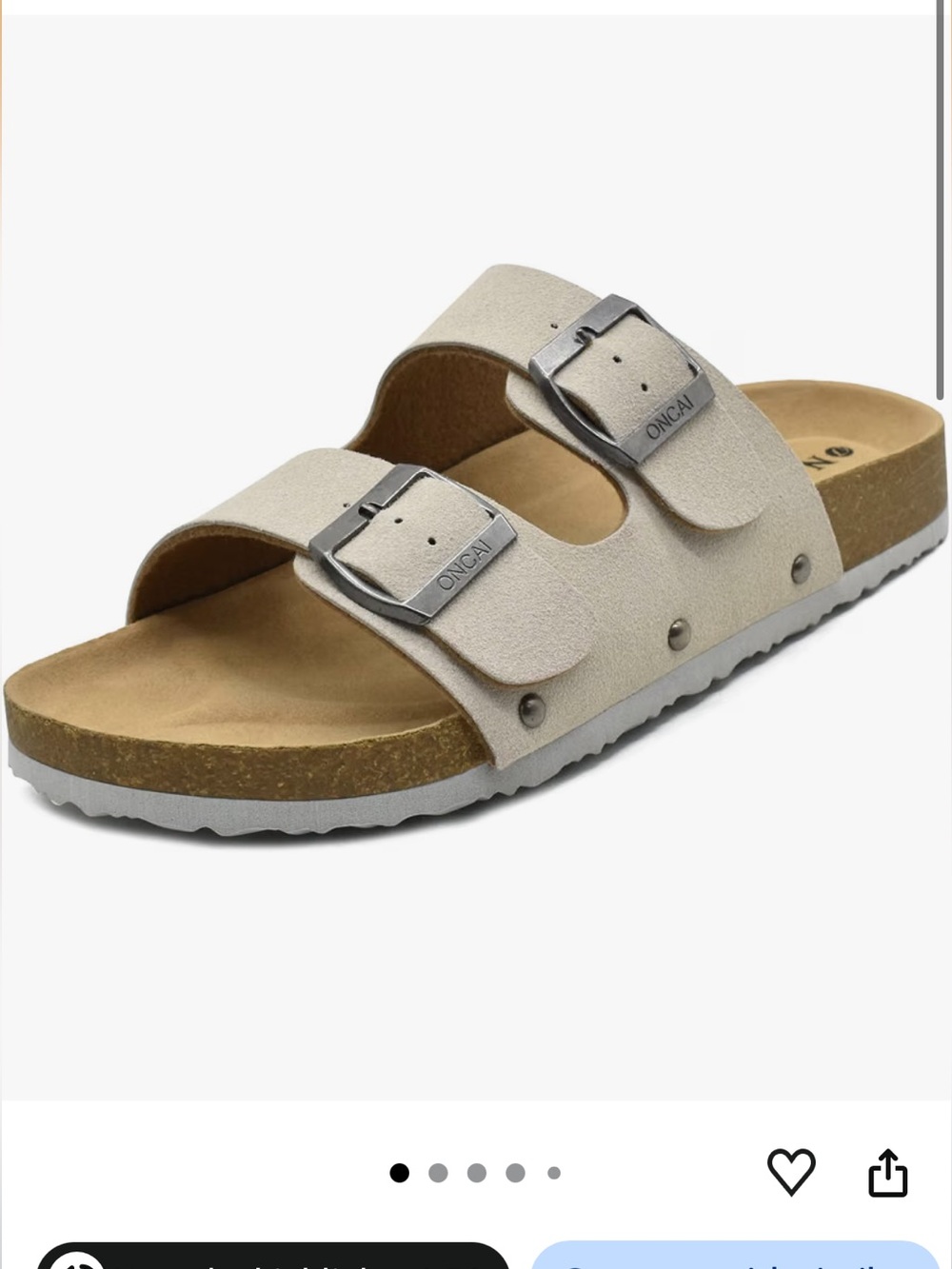 Women’s Two-Strap Buckle Sandals in Beige